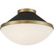 Xander 2 Light 16.25 inch Vibrant Gold Flush Ceiling Light in Vibrant Gold and Matte Black