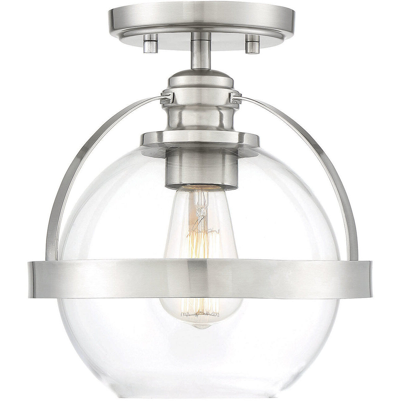 Pendleton 1 Light 9.38 inch Satin Nickel Semi-Flush Ceiling Light, Essentials