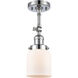 Franklin Restoration Small Bell LED 5 inch Polished Chrome Semi-Flush Mount Ceiling Light in Matte White Glass, Franklin Restoration