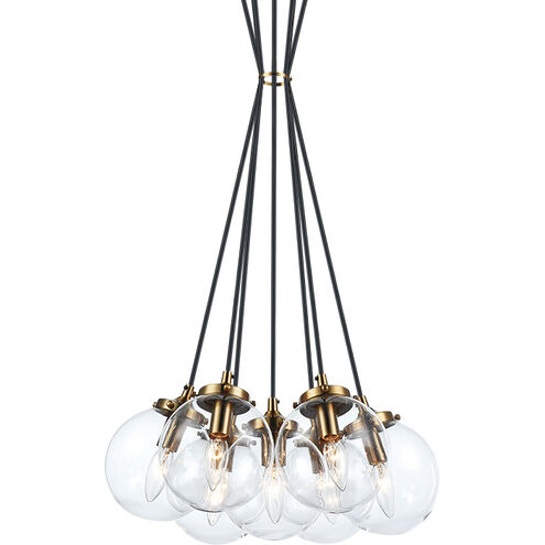 The Bougie 7 Light 18 inch Aged Gold Brass Pendant Ceiling Light in Aged Gold Brass and Clear