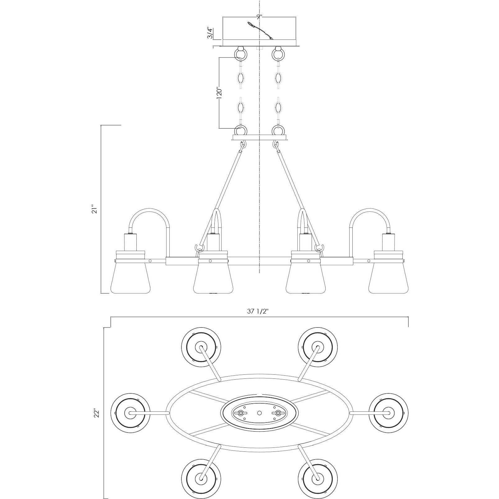 Portsmouth 6 Light 22 inch English Bronze Outdoor Linear Chandelier