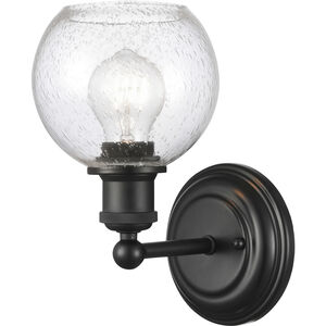 Concord 1 Light 6 inch Matte Black Sconce Wall Light in Incandescent, Seedy Glass