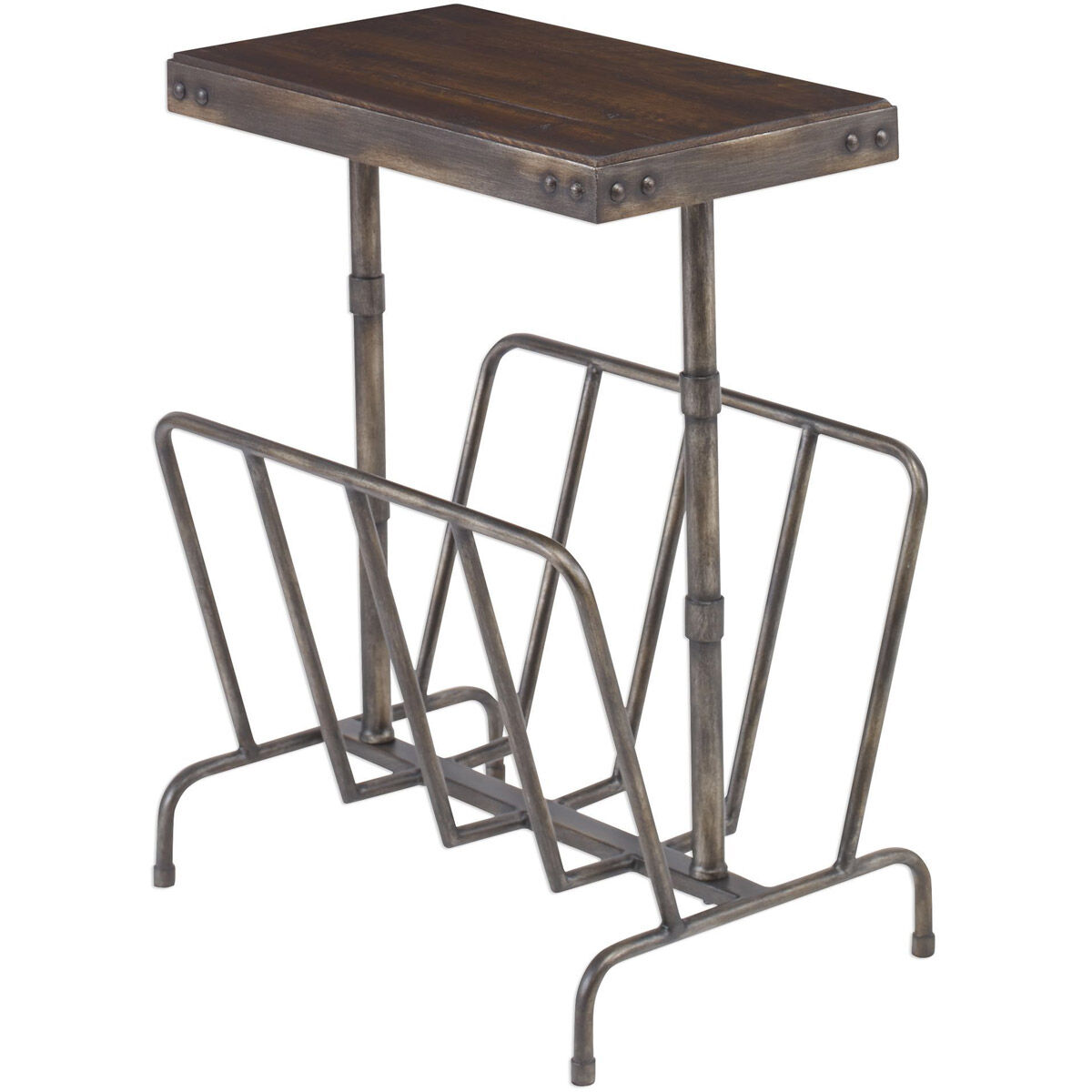 Sonora 26 X 17 inch Burnished Brushed Iron and Distressed Warm Walnut Magazine Side Table
