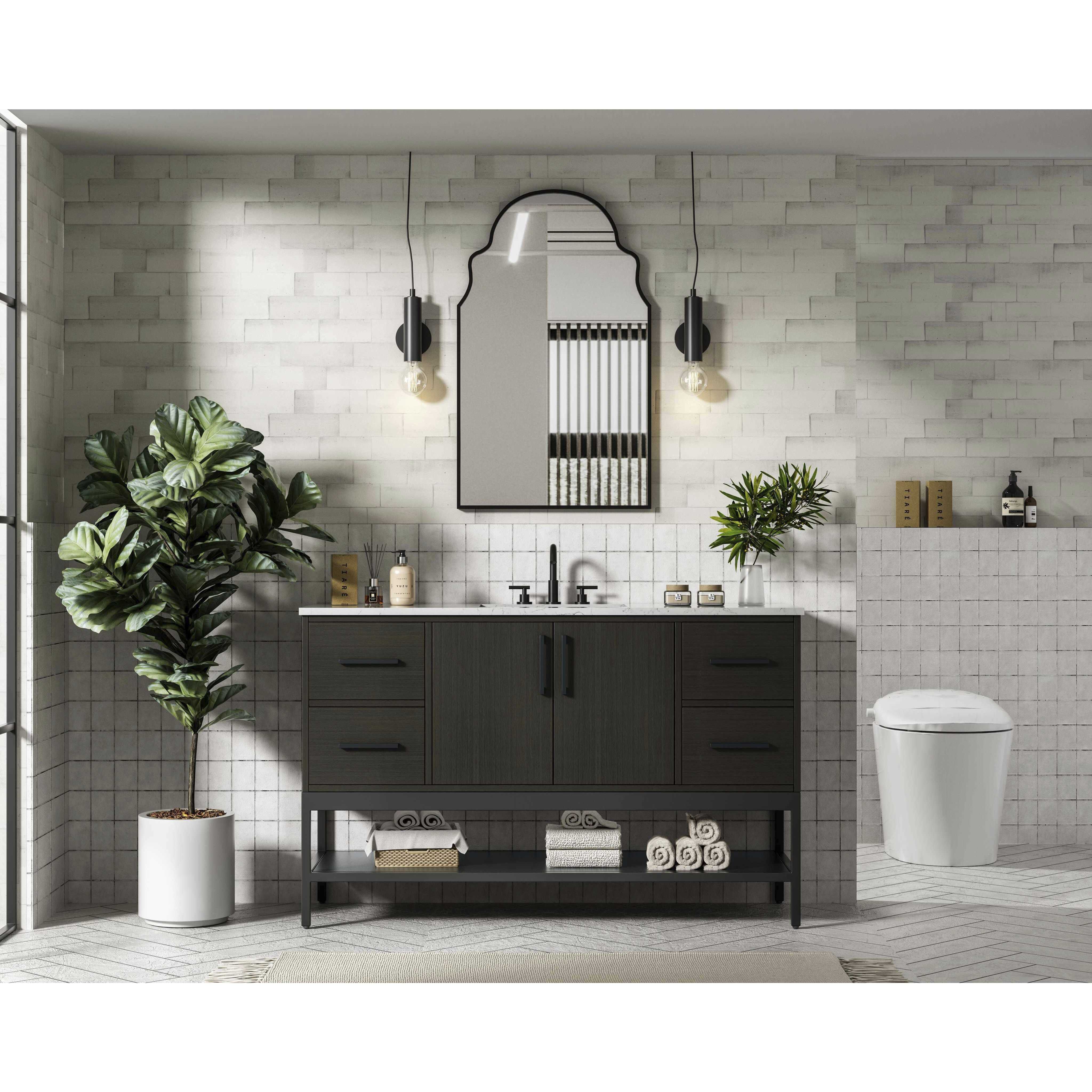 Lennox 54 X 34 inch Mocha Brown Bathroom Vanity Cabinet