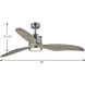 Farris 60 inch Brushed Nickel with Grey Weathered Wood Blades Ceiling Fan, Progress LED