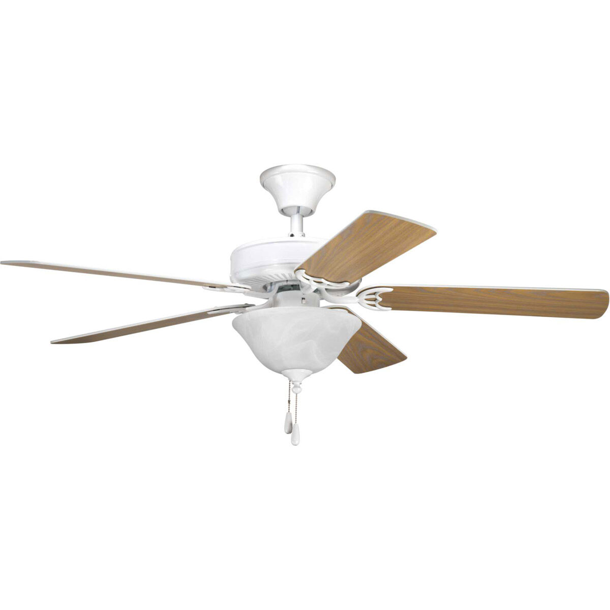 AirPro 52 inch White with Washed Oak/White Blades Ceiling Fan in White/Washed Oak