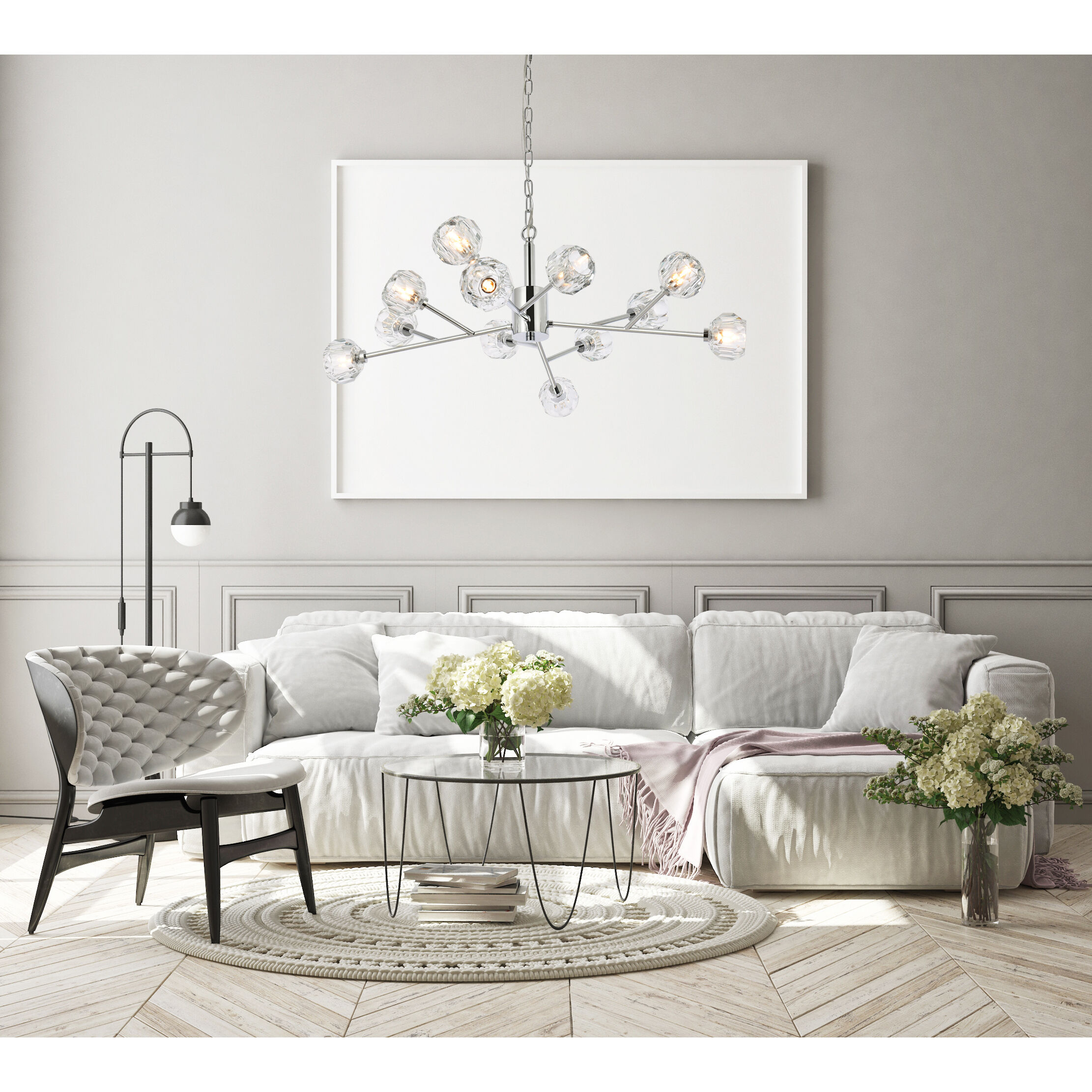 Graham 12 Light 35 inch Chrome Pendant Ceiling Light