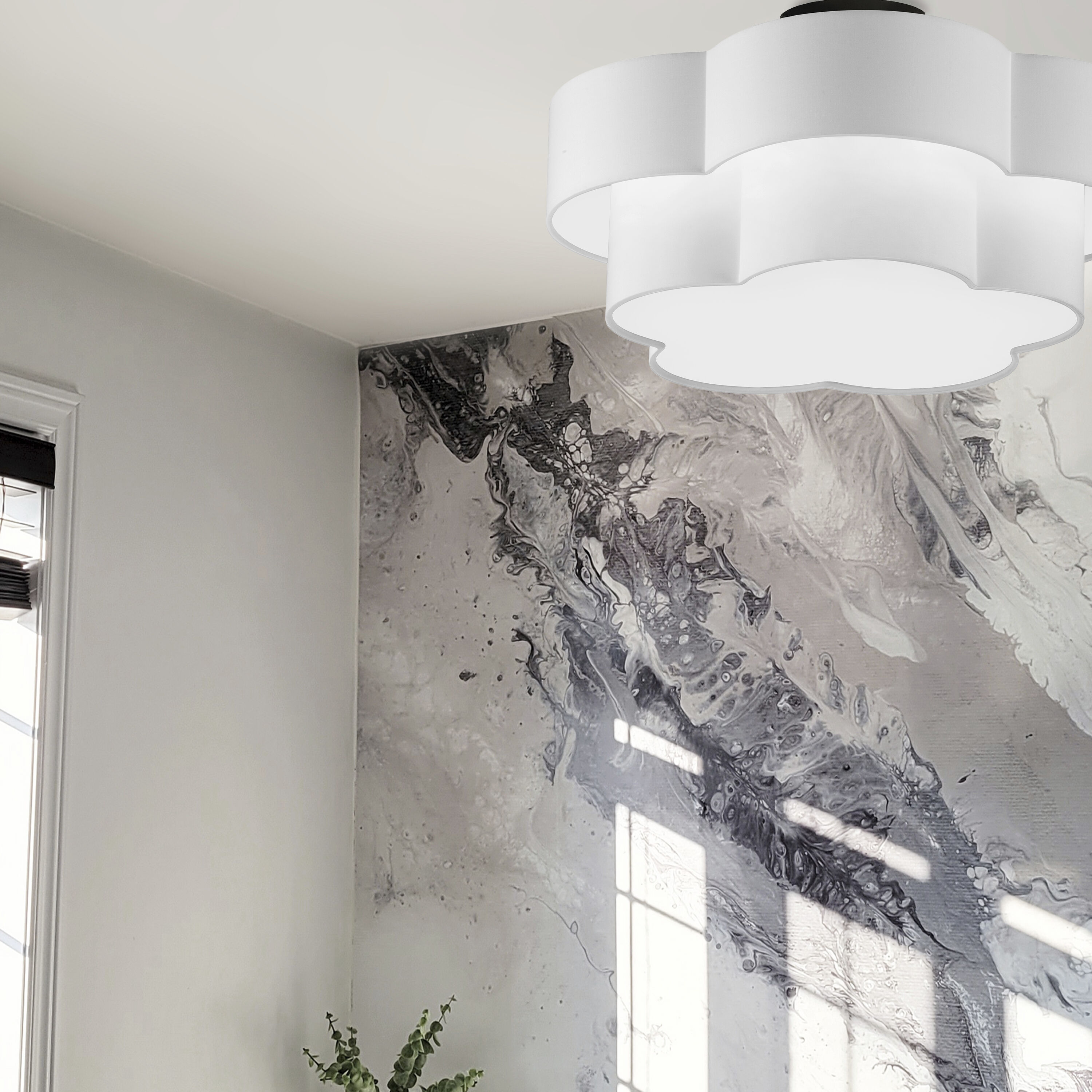 Phlox 3 Light 20 inch Matte Black with White Flush Mount Ceiling Light