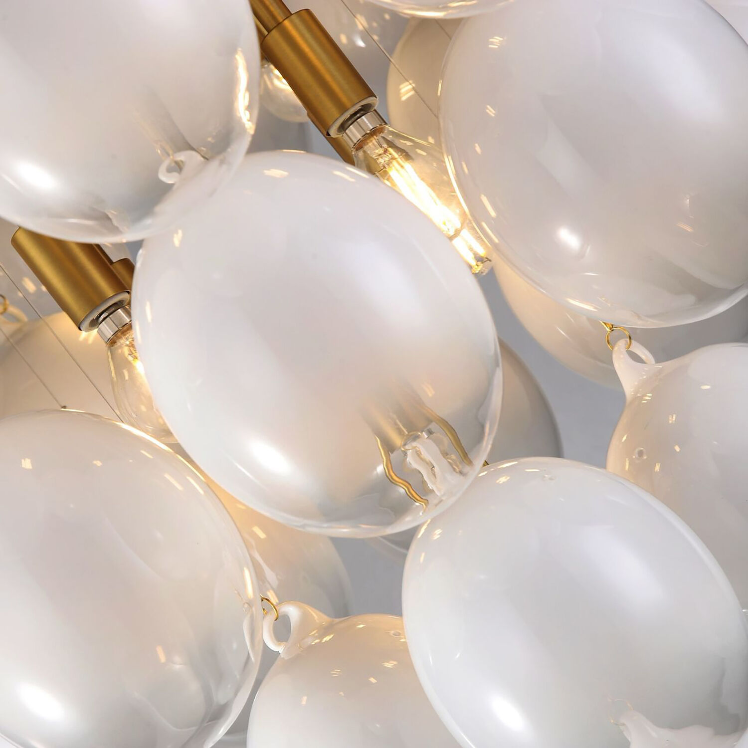 Globo LED 25 inch Brass Chandelier Ceiling Light in Milky White