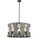 Pennino LED 29 inch Matte Black with Grey Wood Chandelier Ceiling Light