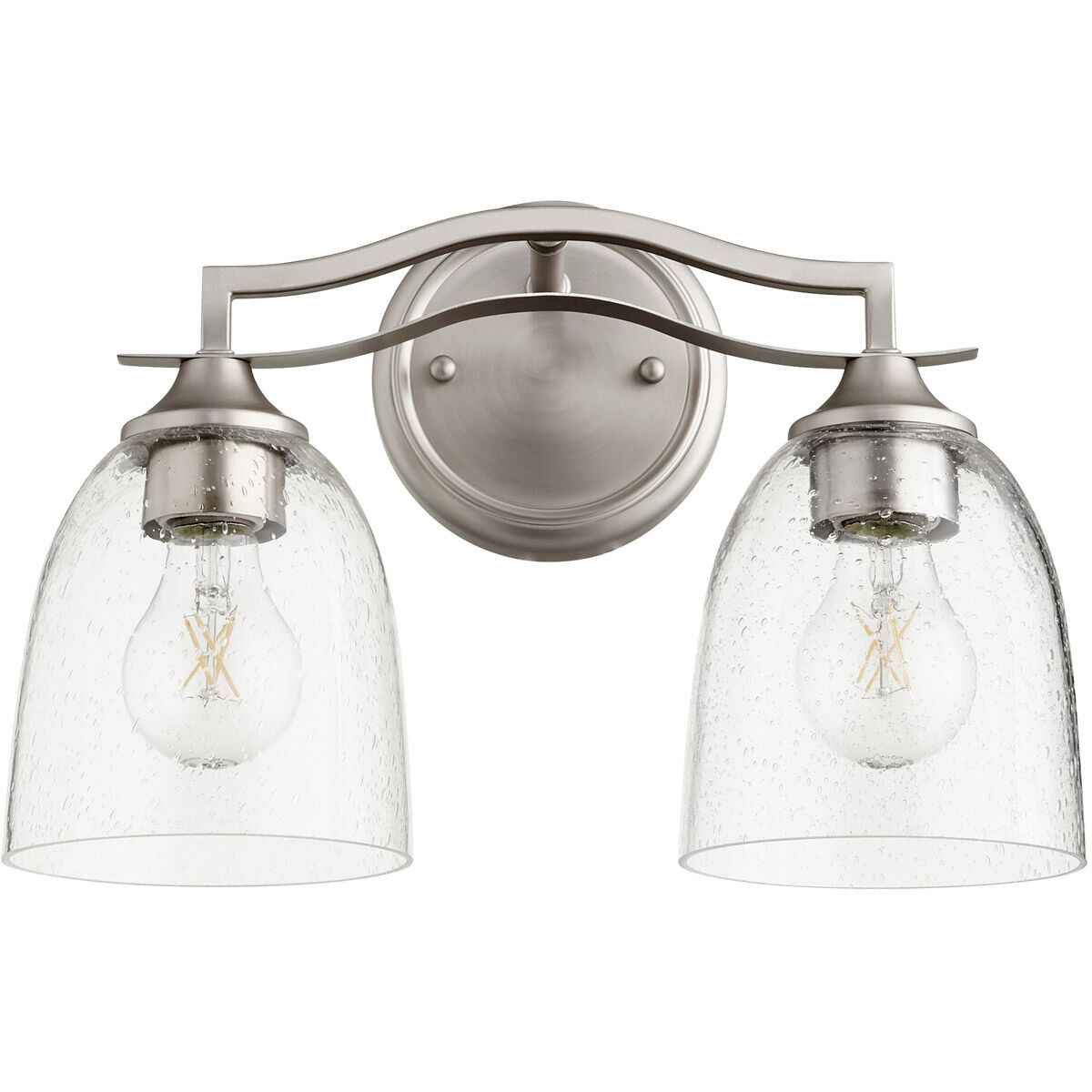 Jardin 2 Light 15 inch Satin Nickel Vanity Light Wall Light in Clear Seeded