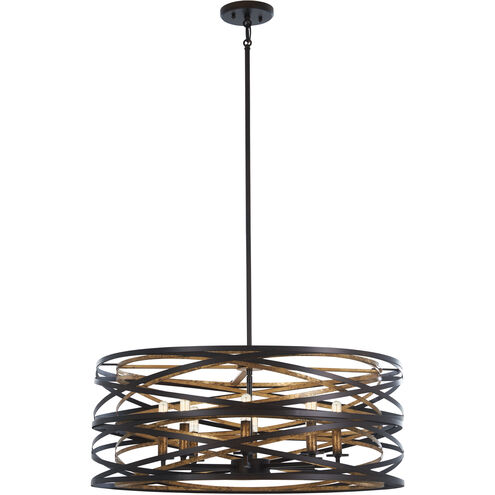 Vortic Flow 8 Light 28 inch Dark Bronze/Mosaic Gold Pendant Ceiling Light