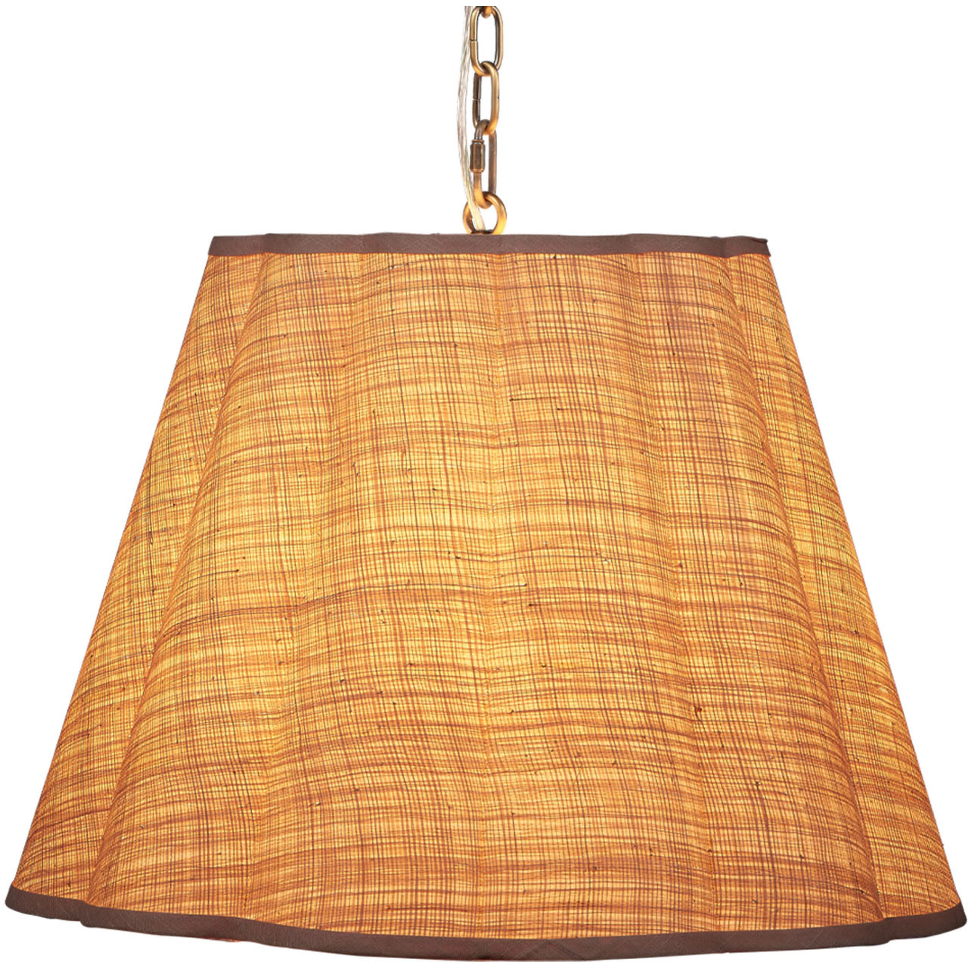 Scalloped 1 Light 24 inch Antique Brass Pendant Ceiling Light in Natural Raffia