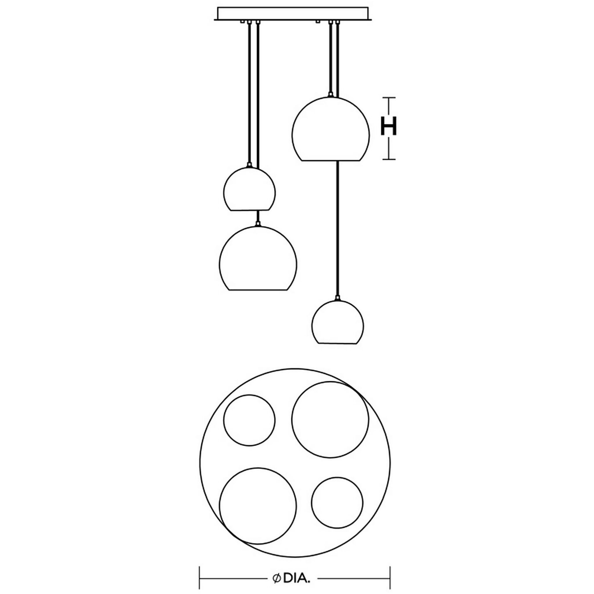 Roxy 4 Light 24 inch Black Quadruple Round Pendant Ceiling Light
