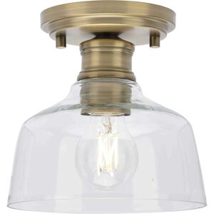 Singleton 1 Light 7.62 inch Vintage Brass Semi-Flush Mount Ceiling Light