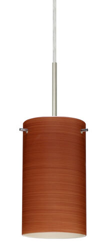 Stilo LED Satin Nickel Pendant Ceiling Light in Cherry Glass