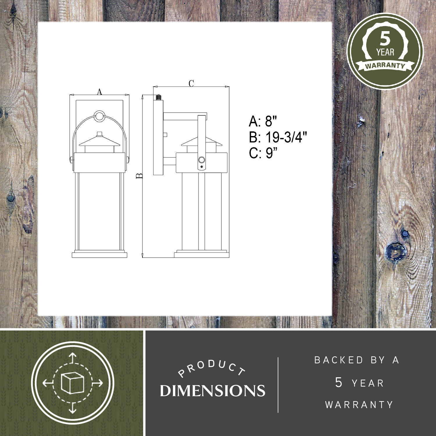 Cumberland LED 19.75 inch Rust Iron Outdoor Wall