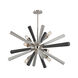 Kings 6 Light 44 inch Polished Nickel with Gray Washed Wood Tone Chandelier Ceiling Light
