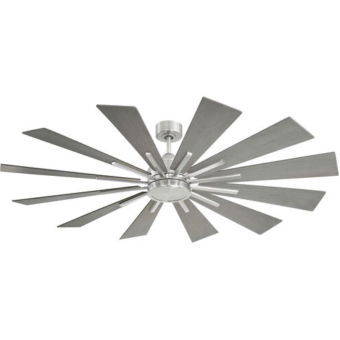 Farmhouse 60 inch Brushed Pewter with Grey Wood Blades Ceiling Fan