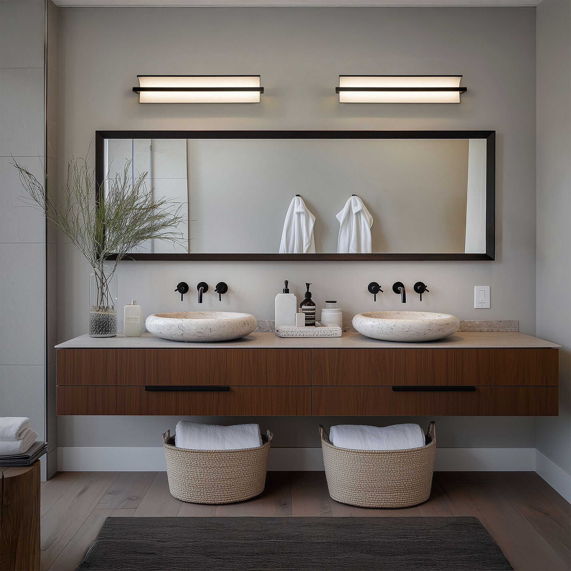 Shard LED 34 inch Brushed Nickel Bath Vanity & Wall Light in 4000K, dweLED