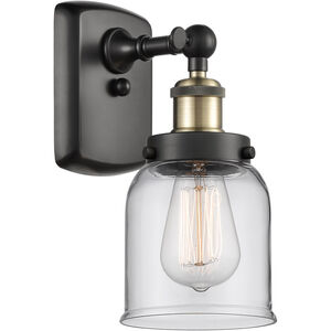 Ballston Small Bell LED 5 inch Black Antique Brass Sconce Wall Light in Clear Glass