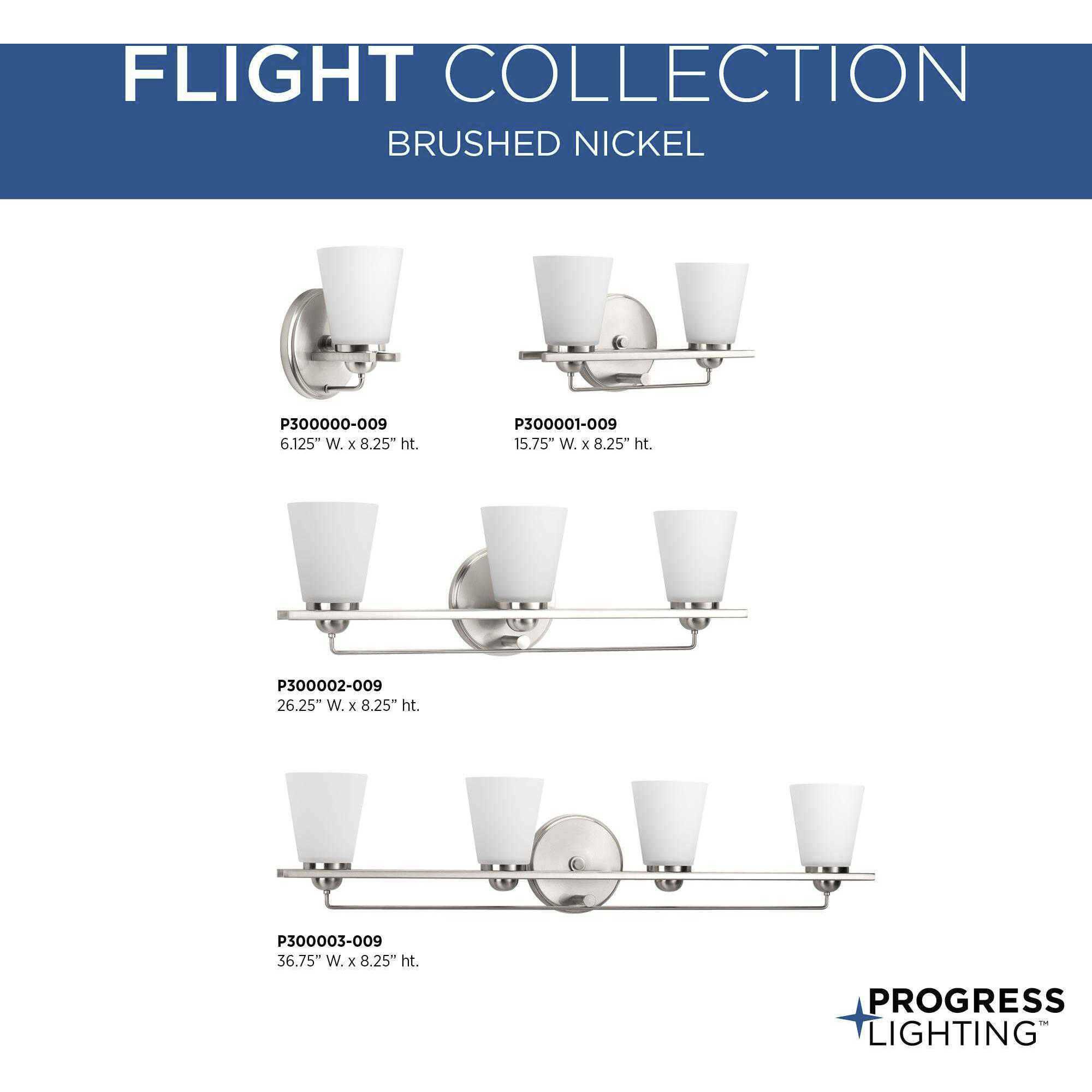 Flight 1 Light 6 inch Brushed Nickel Bath Vanity Wall Light, Design Series