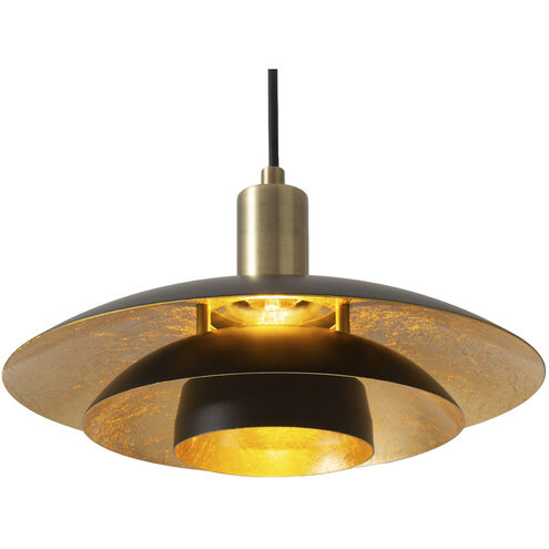 Rancho Mirage LED 12 inch Matte Black and Weathered Brass Pendant Ceiling Light, Small