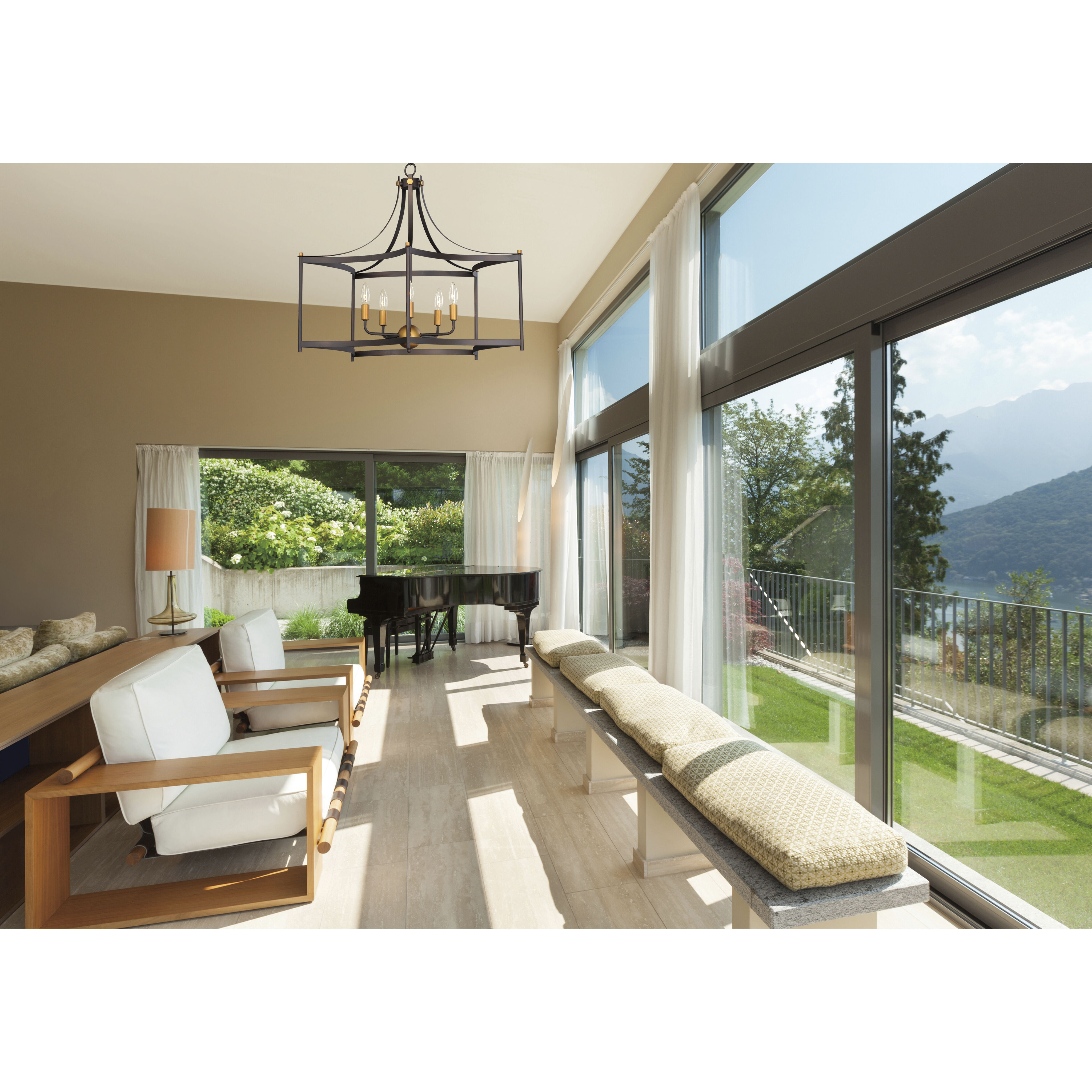 Wellington 5 Light 30 inch Oil Rubbed Bronze/Antique Brass Multi-Light Pendant Ceiling Light