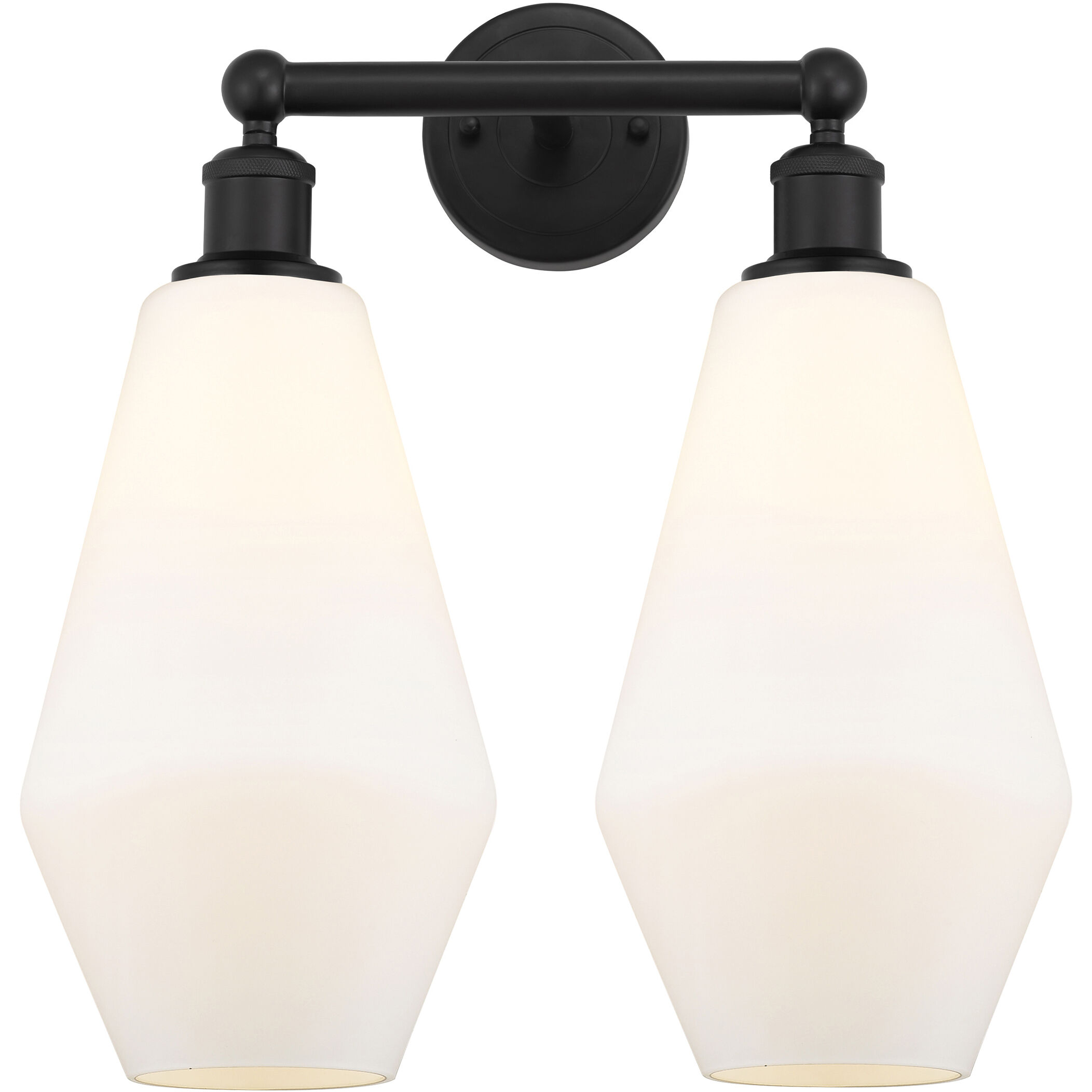 Cindyrella 2 Light 16 inch Matte Black Bath Vanity Light Wall Light in Matte White Glass
