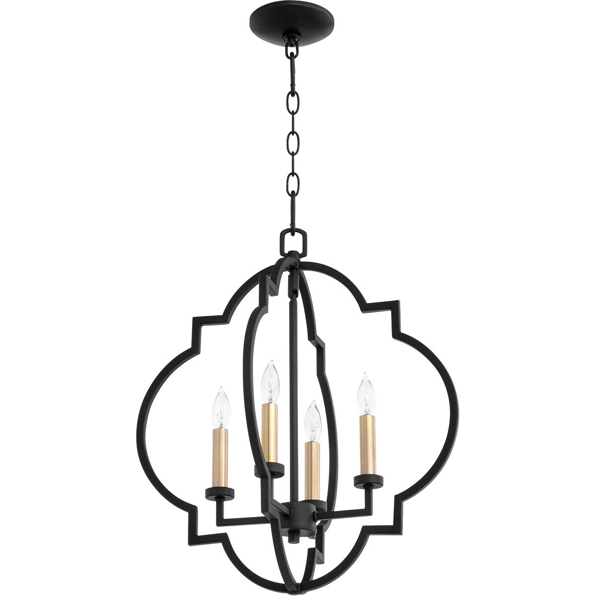 Dublin 4 Light 18 inch Noir Foyer Pendant Ceiling Light, Quorum Home