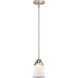 Nouveau 2 Small Canton 1 Light 5 inch Brushed Satin Nickel Mini Pendant Ceiling Light in Matte White Glass