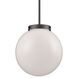 Beckett 1 Light 12 inch Oil Rubbed Bronze Mini Pendant Ceiling Light in White Glass