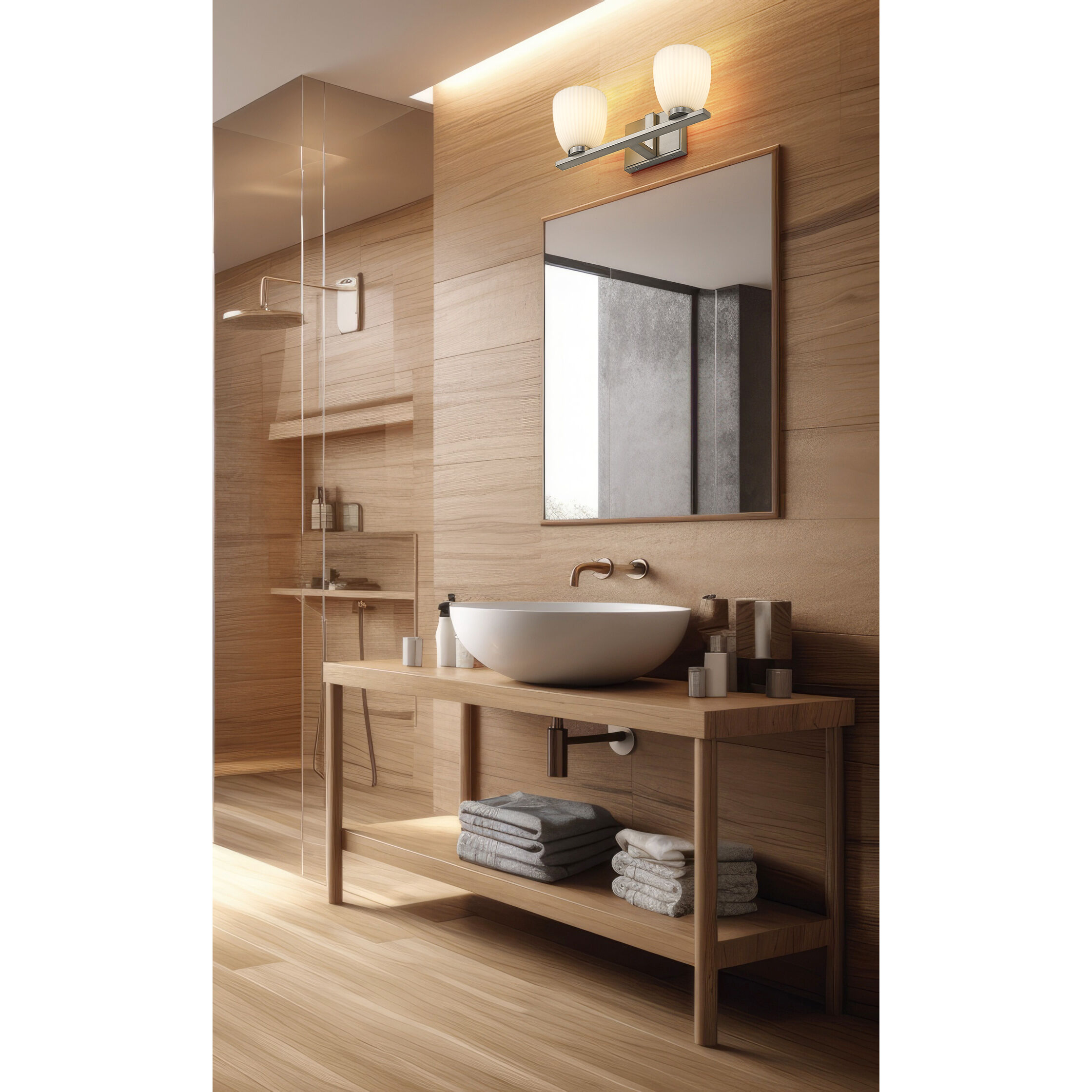 Naya 2 Light 16 inch Brushed Nickel Bath Vanity Light Wall Light