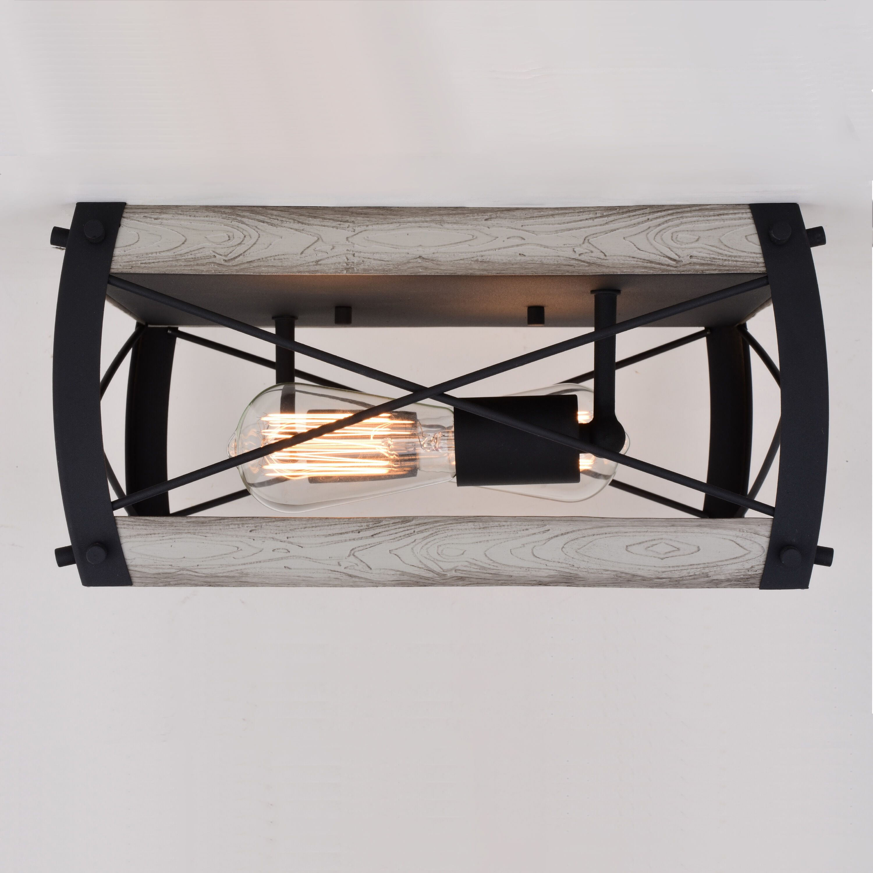 Montclare LED 13.5 inch Textured Black and White Ash Flush Mount Ceiling Light
