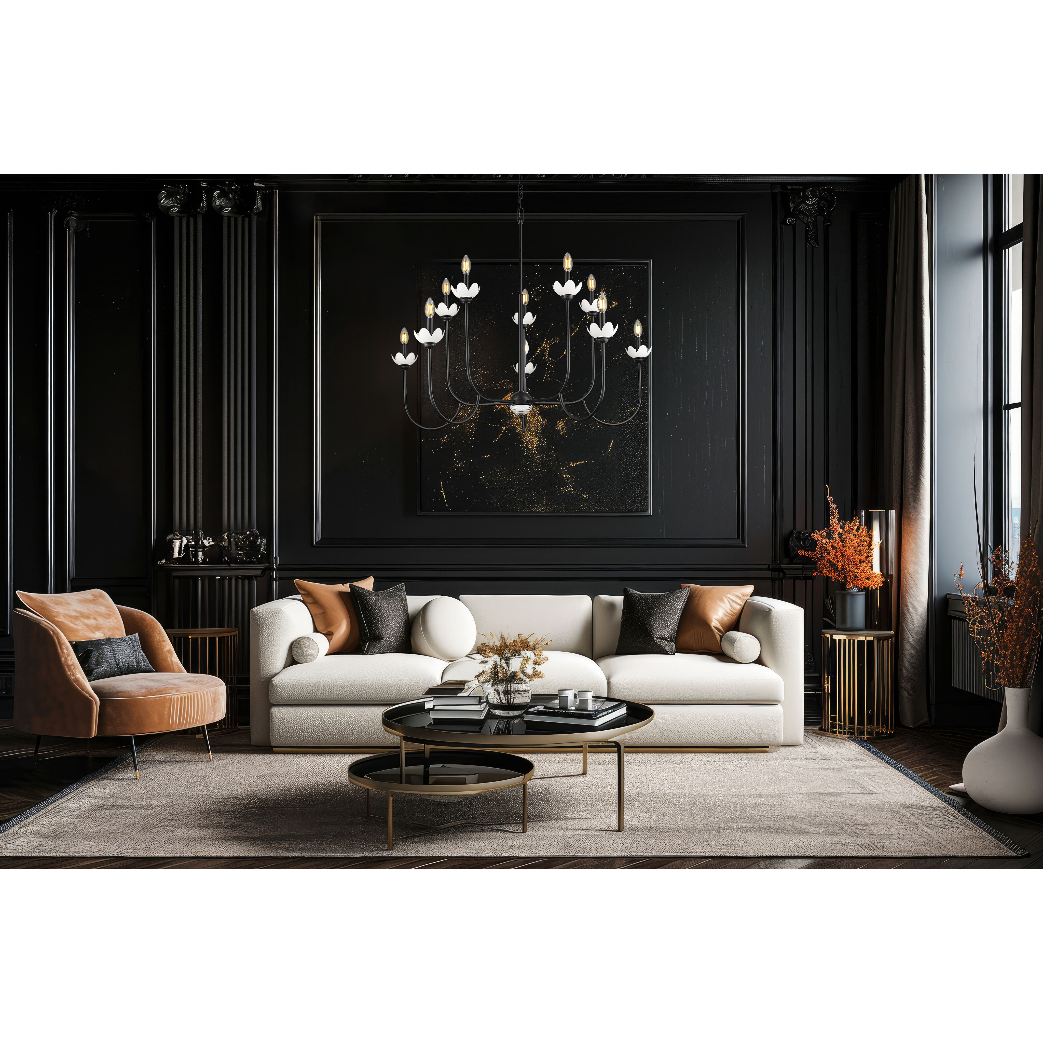 Allistair 10 Light 42 inch Matte Black Chandelier Ceiling Light