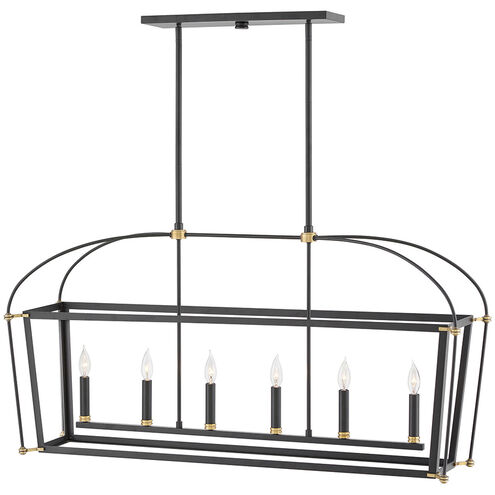 Selby LED 48 inch Black with Heritage Brass Indoor Linear Chandelier Ceiling Light