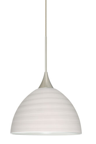 Brella LED Satin Nickel Pendant Ceiling Light in Chalk Glass