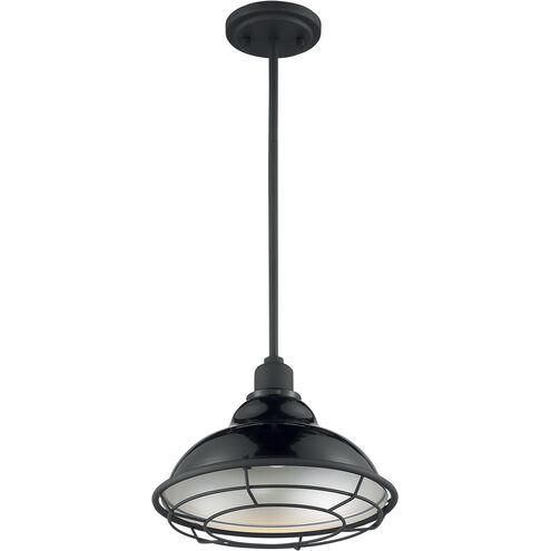Newbridge 1 Light 12 inch Gloss Black and Silver Pendant Ceiling Light
