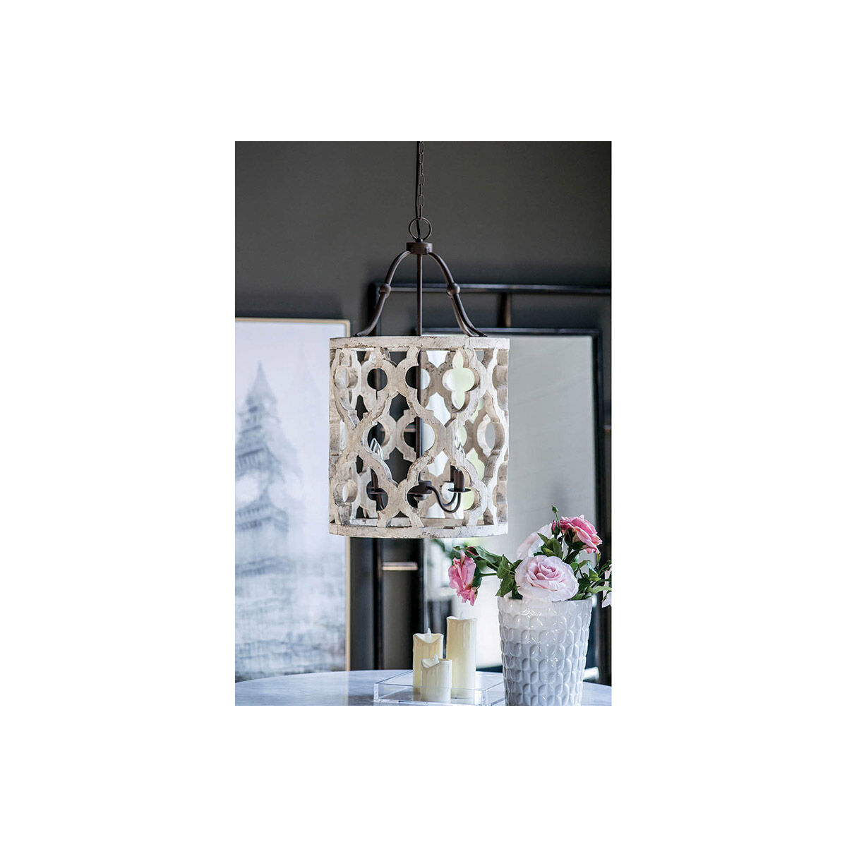 Jolette 4 Light 19 inch Washed White Chandelier Ceiling Light