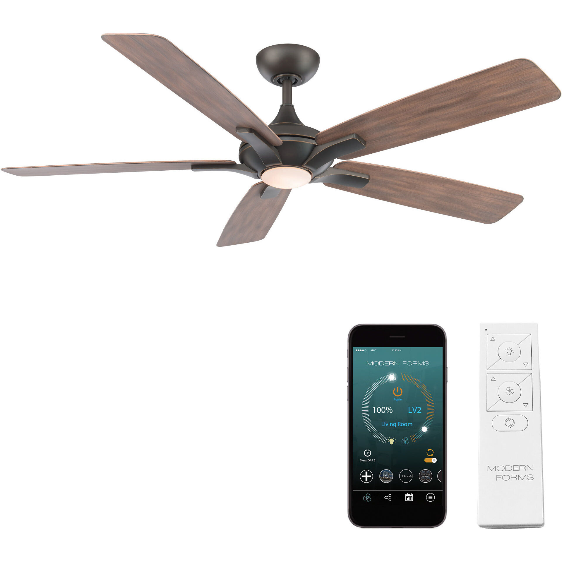 Mykonos 5 60 inch Oil Rubbed Bronze and Barn Wood with Barn Wood Blades Downrod Ceiling Fan in 2700K, Oil Rubbed Bronze Barn Wood