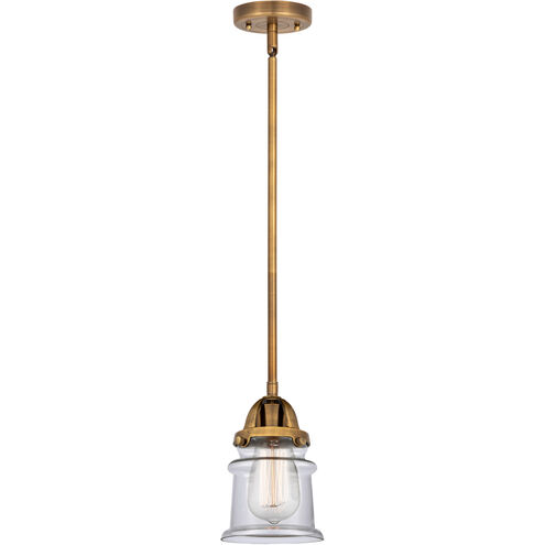 Nouveau 2 Small Canton 1 Light 5 inch Brushed Brass Mini Pendant Ceiling Light in Clear Glass