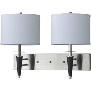 Hotel 2 Light 24 inch Brushed Steel and Black Wall Lamp Wall Light