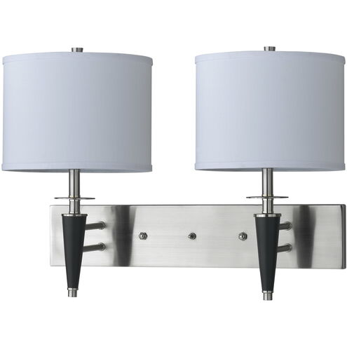 Hotel 2 Light 24 inch Brushed Steel and Black Wall Lamp Wall Light