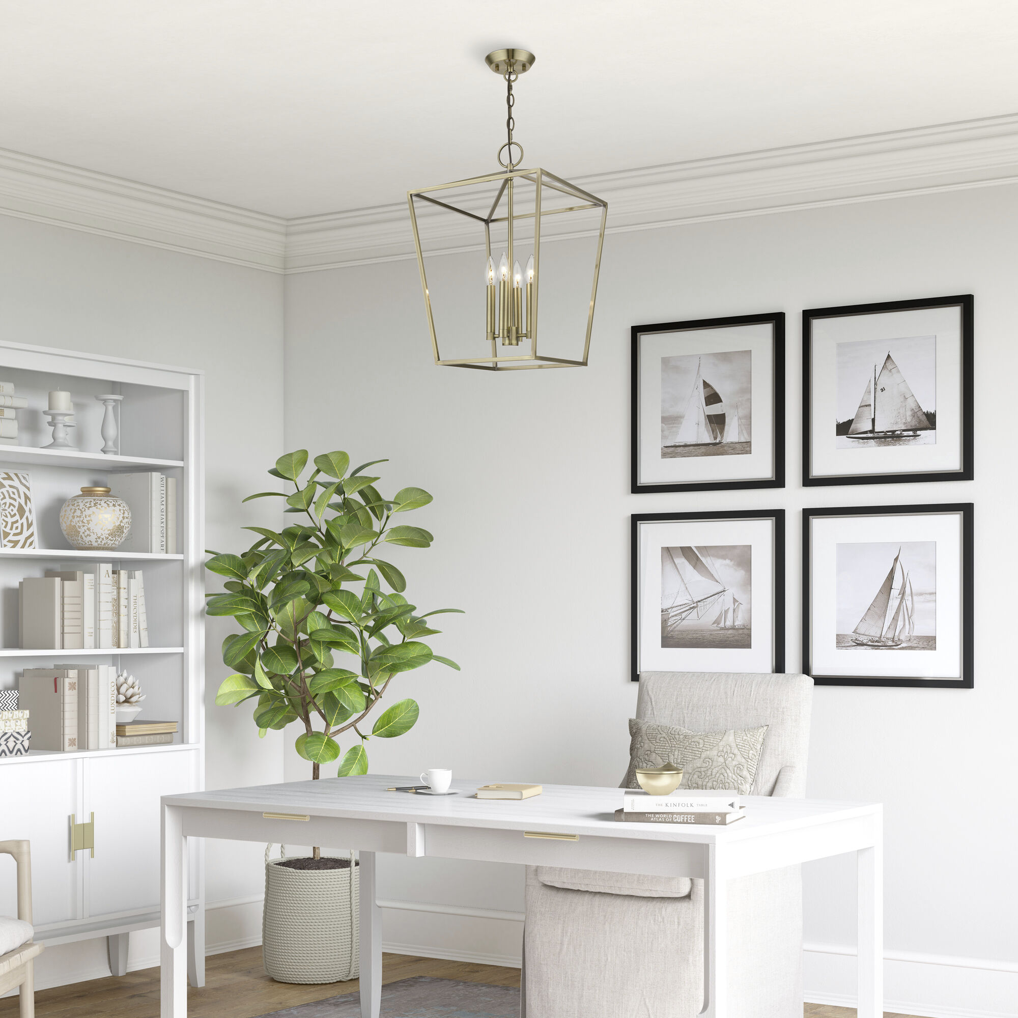 Devone 4 Light 15 inch Antique Brass Chandelier Ceiling Light