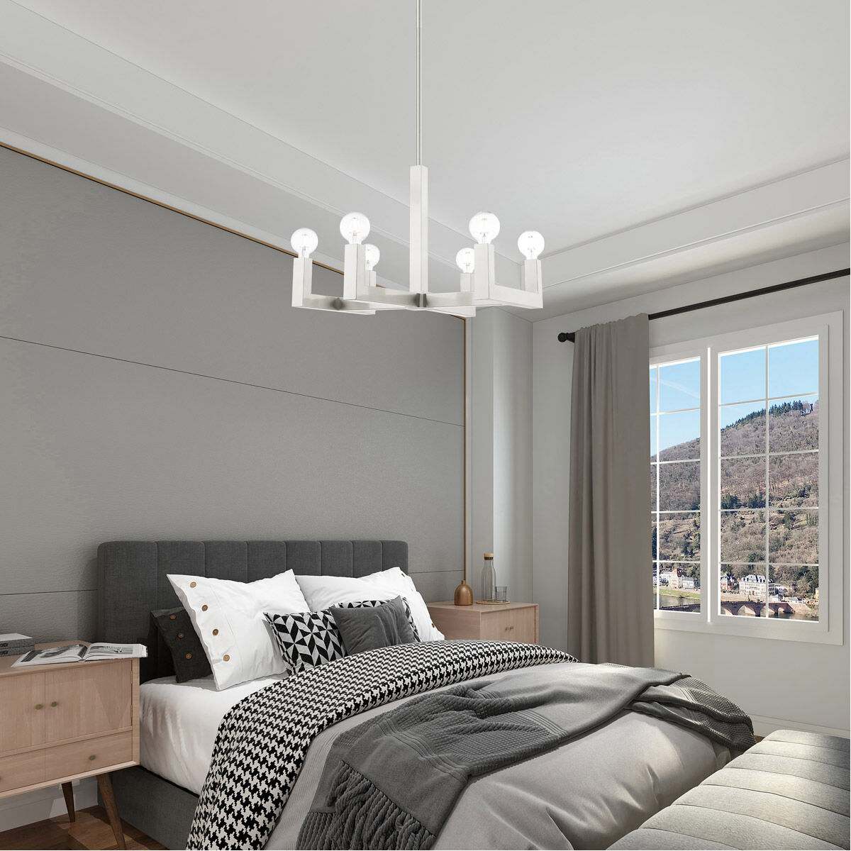 Solna 6 Light 24 inch Brushed Nickel Chandelier Ceiling Light