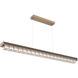 Tessera Linear Chandelier Ceiling Light in 3000K LED, Novel Brass with Dark Oak, Wave Cast