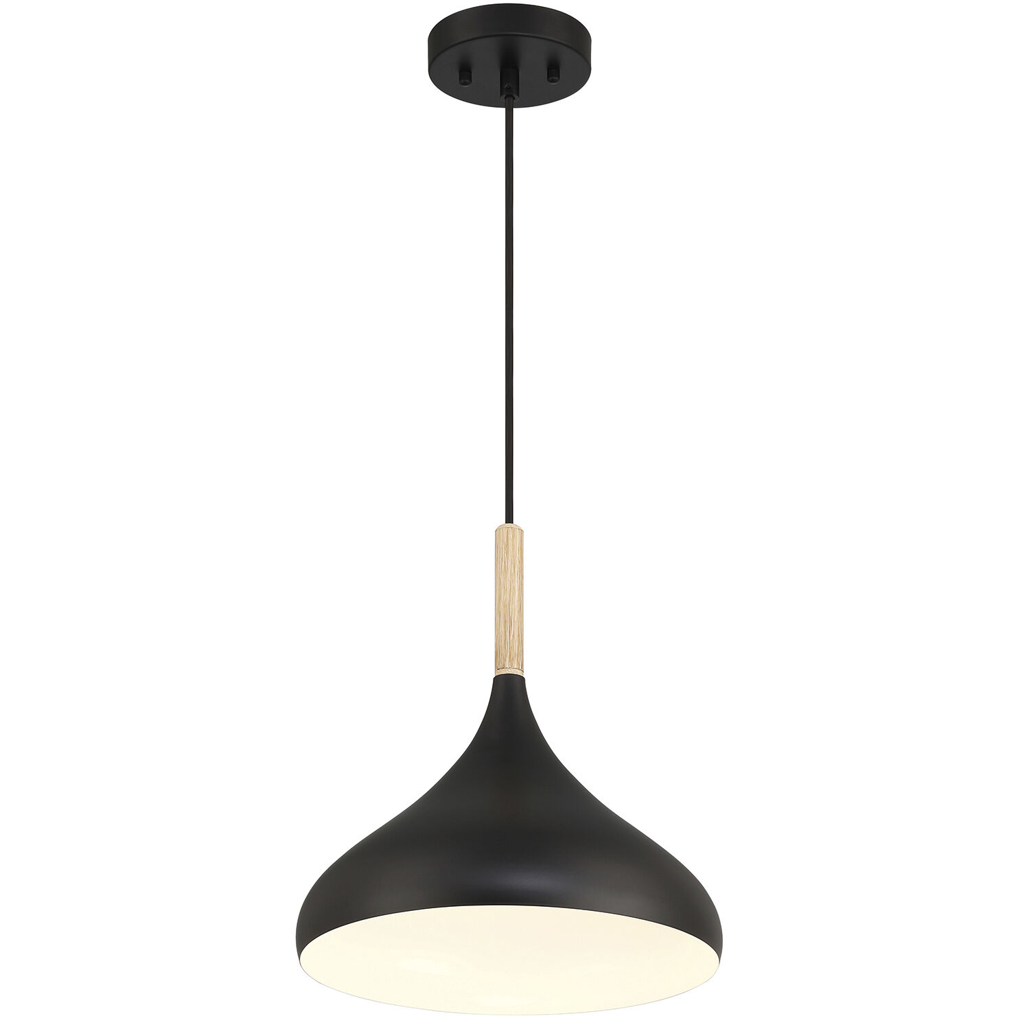 Olivia LED 13 inch White and Natural Pendant Ceiling Light in Black