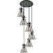 Newton Cone 6 Light 18.63 inch Matte Black Multi Pendant Ceiling Light in Light Smoke Glass