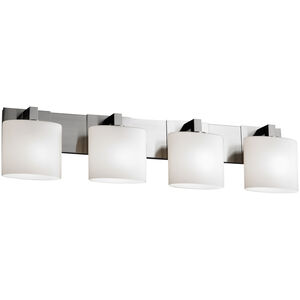 Fusion 4 Light 35.25 inch Polished Chrome Vanity Light Wall Light in Rectangle, Incandescent, Almond Fusion