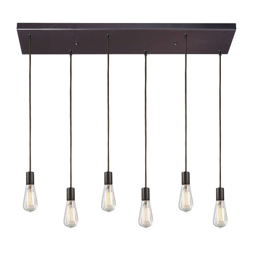 Graham Pl 6 Light 9 inch Oiled Bronze Mini Pendant Ceiling Light in Rectangular Canopy, Rectangular